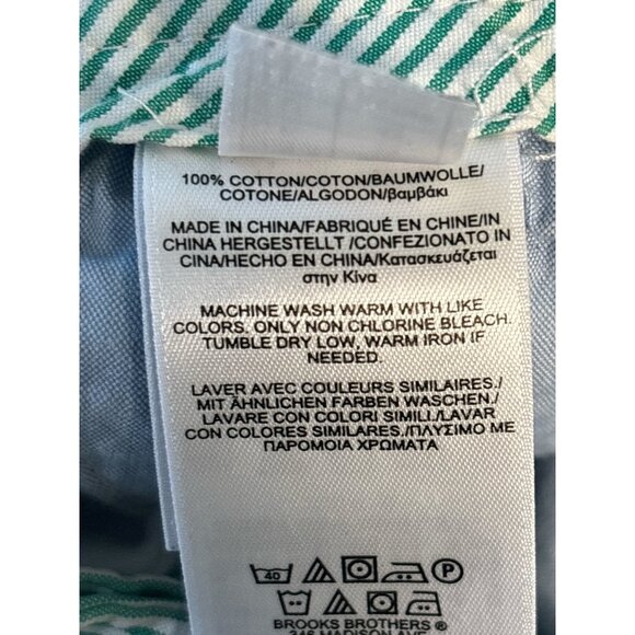Brooks Brothers 346 Green & White Striped Cotton Mens Shorts W33 - Picture 4 of 8
